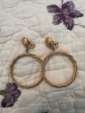 Gold-Tone Twisted Hoop Clip-On Earrings